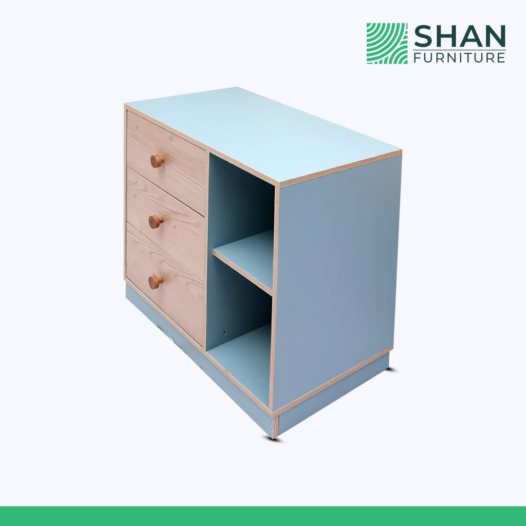 Blue and Natural Wood Kids Chest