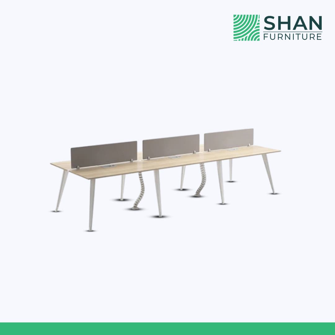 3-Seat Bench Desk Row with Cable Spines