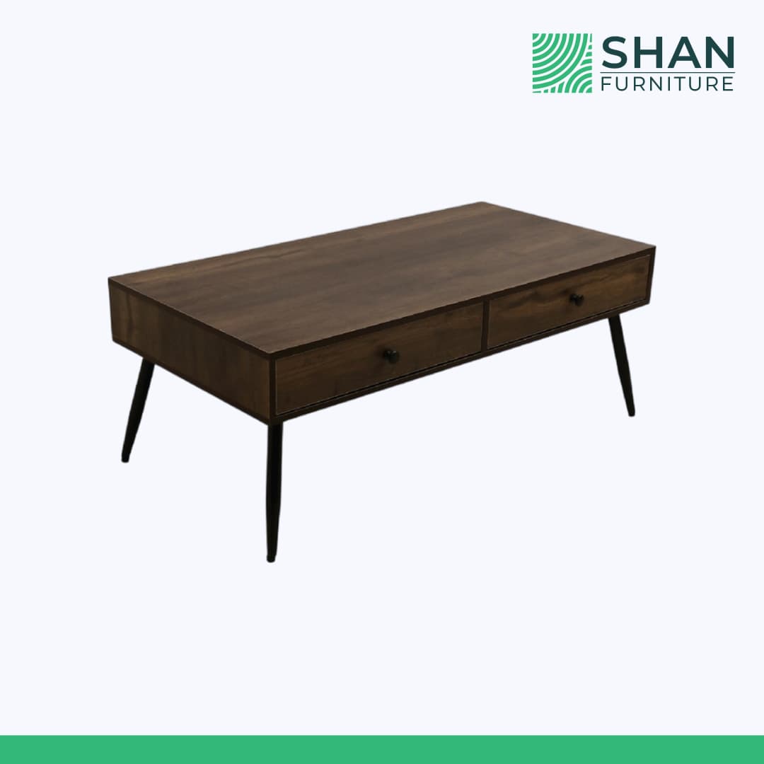 Walnut Two-Drawer Center Table