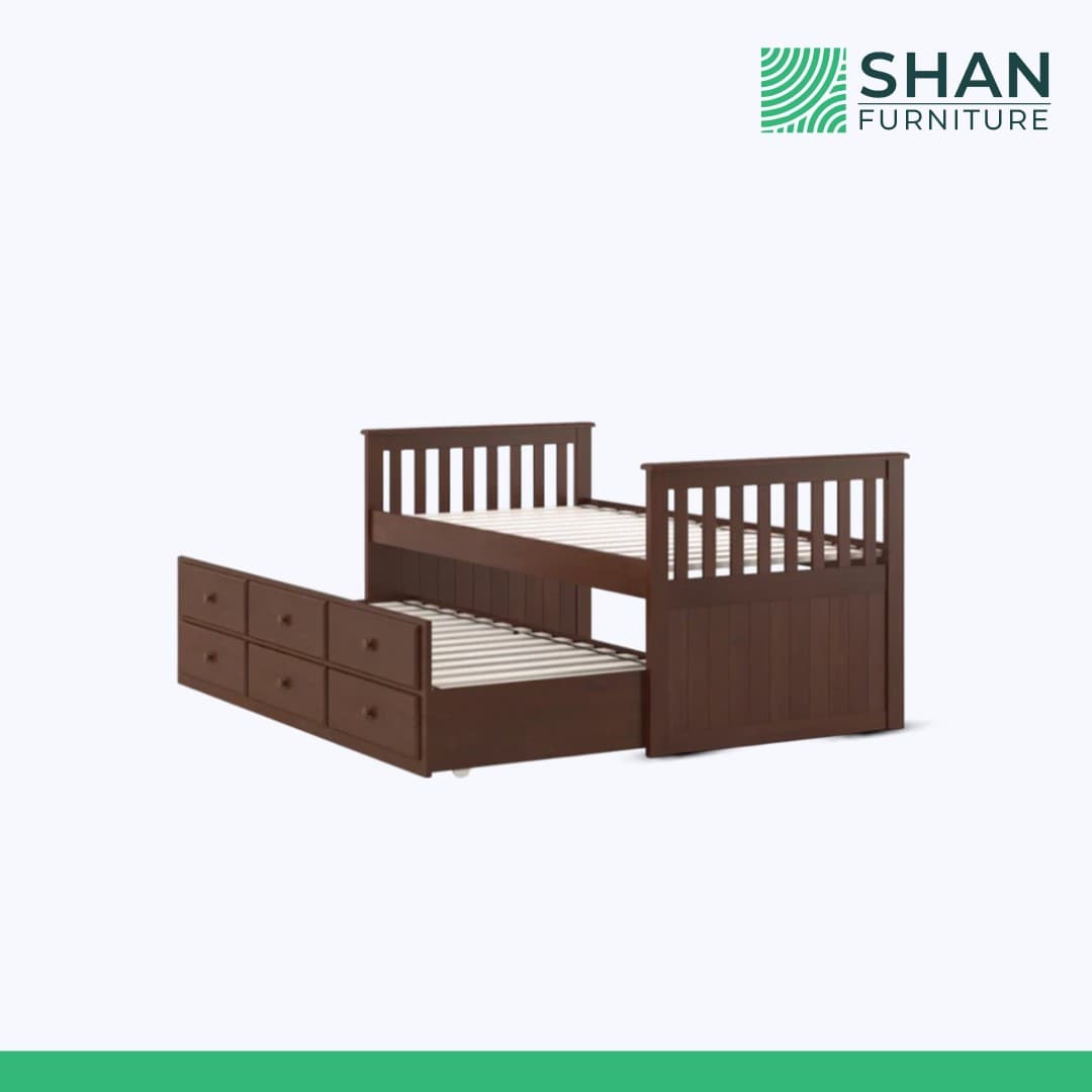 Walnut Daybed with Slat Headboard and Trundle