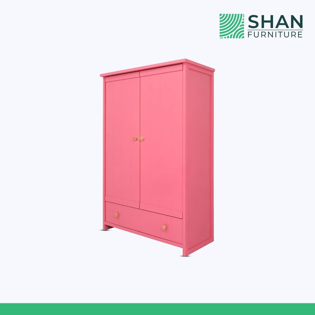 Pink Kids Wardrobe with Drawers