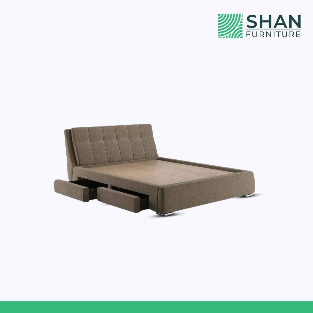 Taupe Tufted Sloped Storage Bed