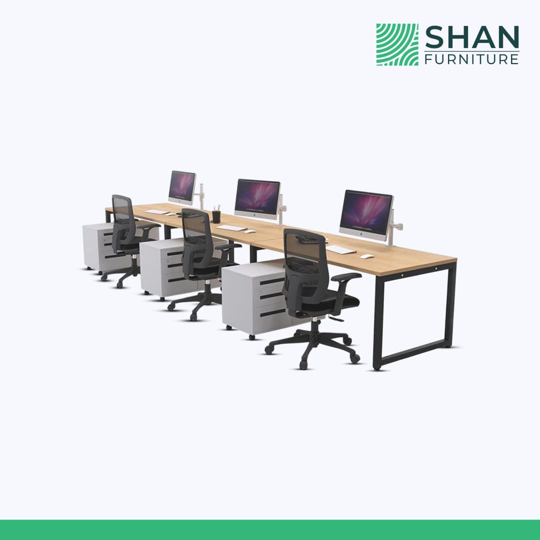 6-Person Row Workstation Package with Pedestals