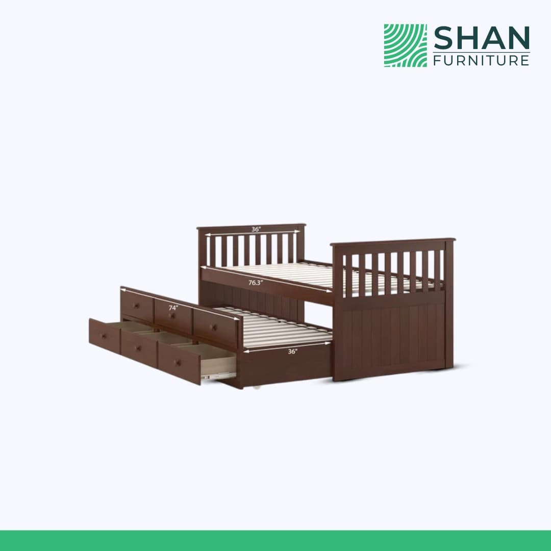Walnut Daybed with Slat Headboard and Trundle