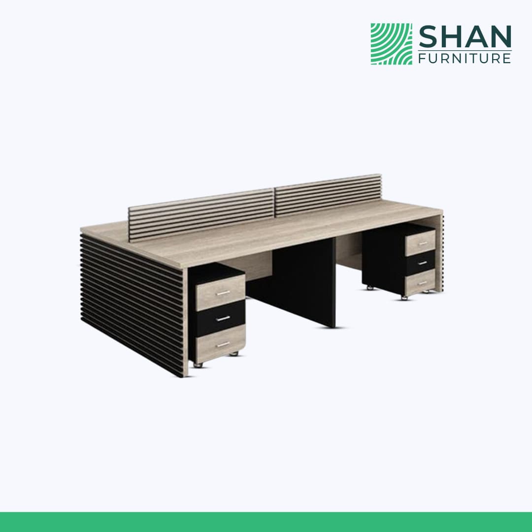 Back-to-Back Desk Pair with Ribbed Side Panel
