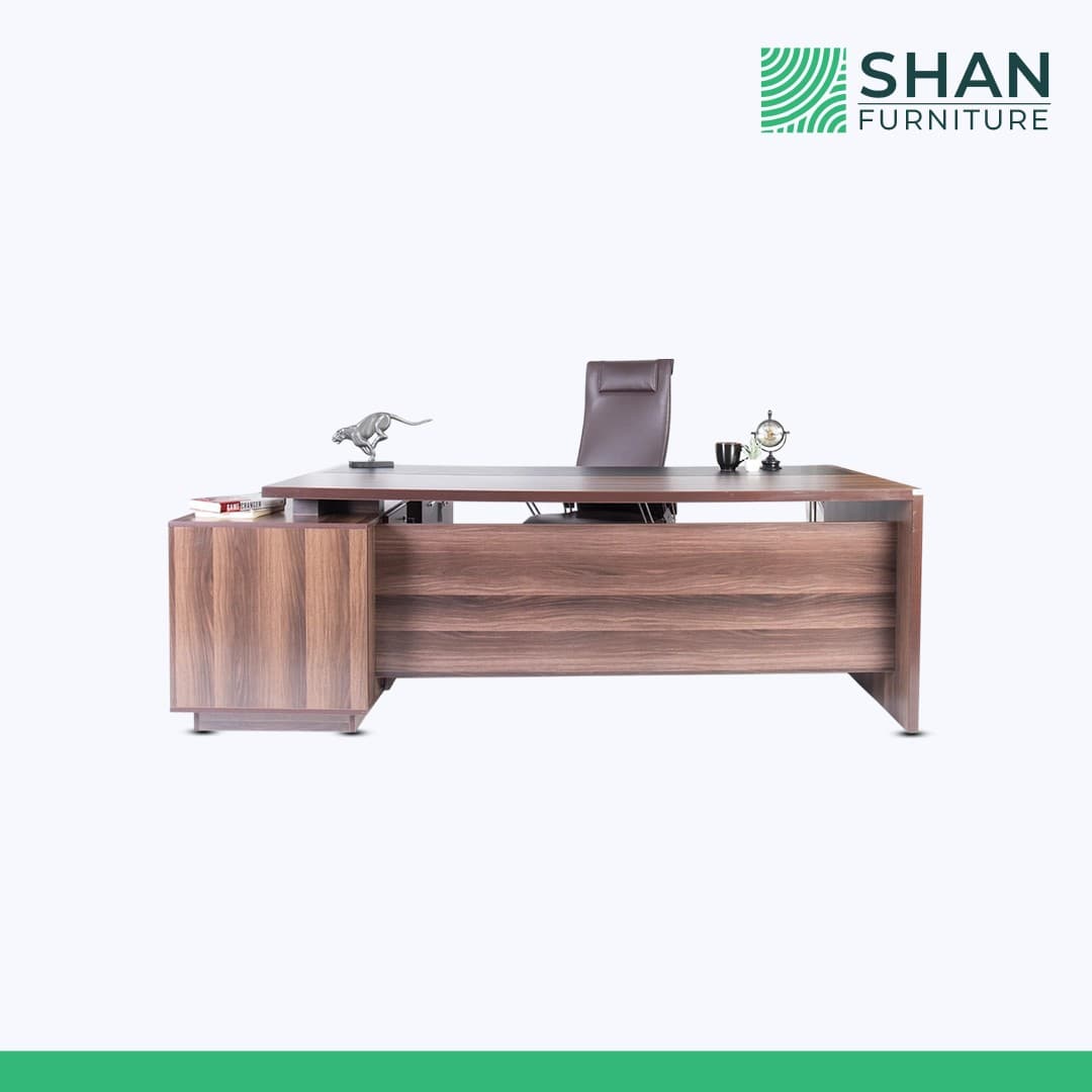 Walnut L-Shaped Executive Desk