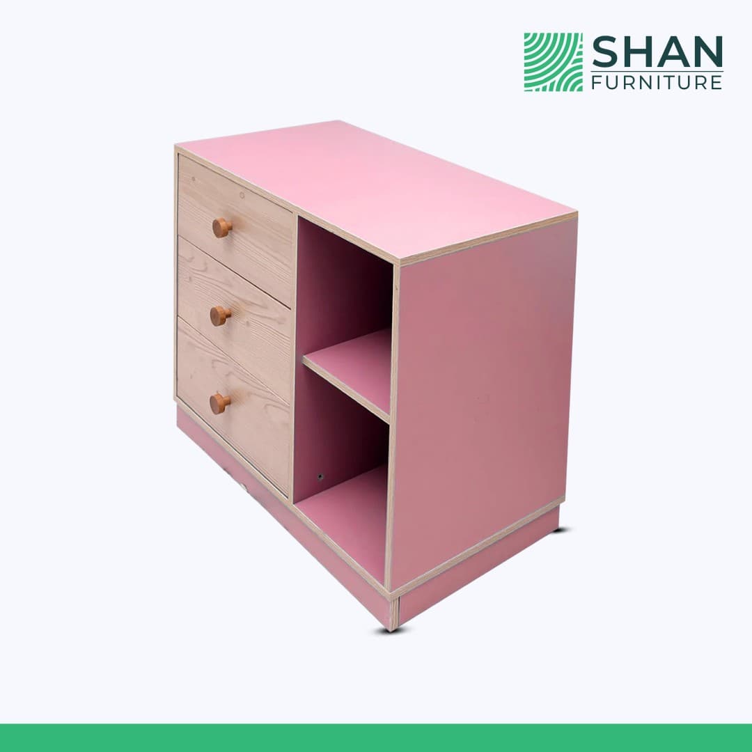 Pink and Natural Wood Kids Chest